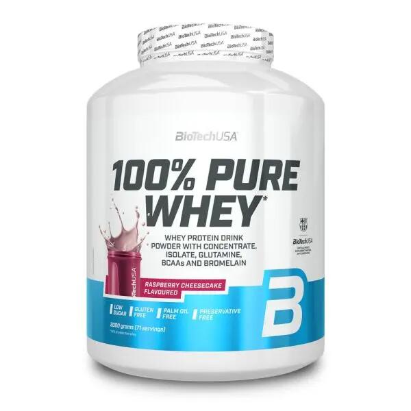100% Pure Whey - 2Kg Raspberry Cheesecake Biotech USA