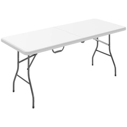 Table pliante - camping - plateau hdpe, cadre métal - blanc