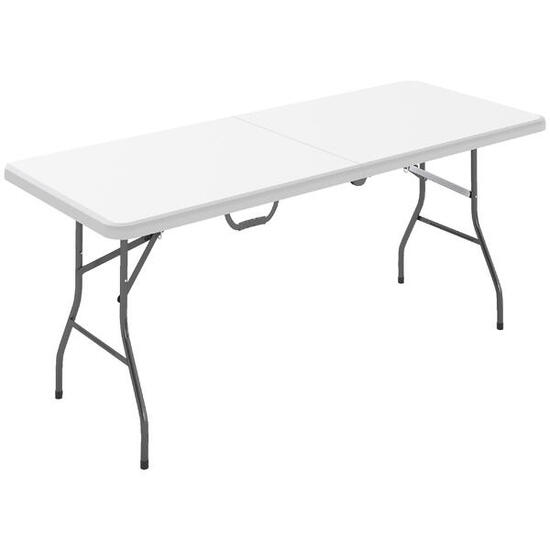 Table pliante - camping - plateau hdpe, cadre métal - blanc
