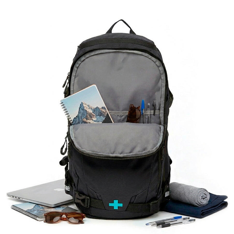 Unisex senderismo viaje mochila 30L resistente y acolchada Atlas Negro 3/7