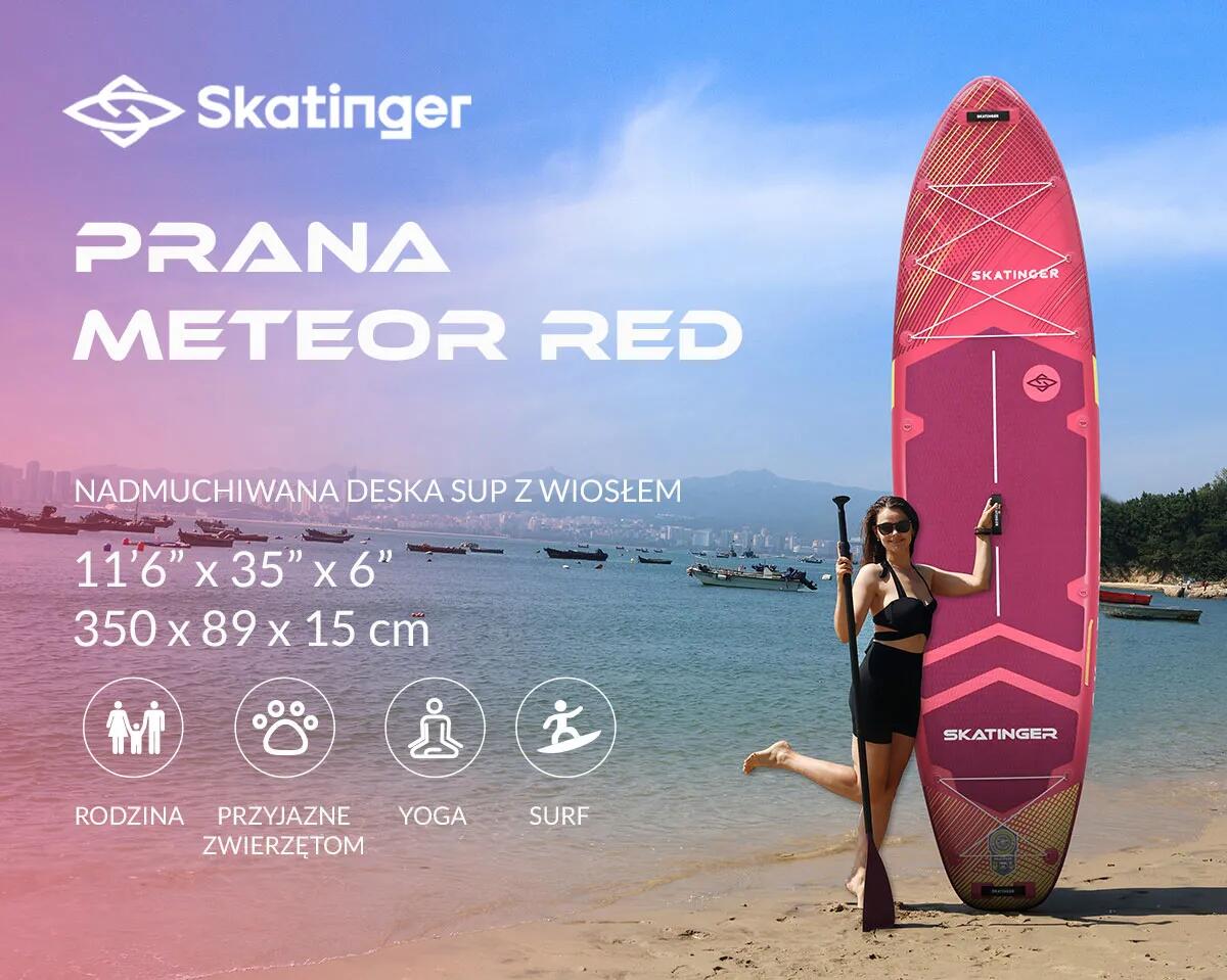 SUP SKATINGER Prana Meteor Red 350x89x15 cm (11'6'') yoga board 2/7