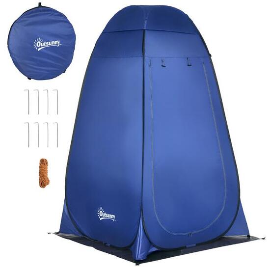 Outsunny Tenda Doccia da Campeggio con Porta a Cerniera e Borsa Blu Scuro