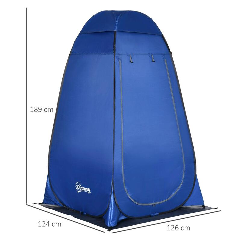 Outsunny Cort de duș pliabil pentru camping 126x124x189 cm Albastru închis