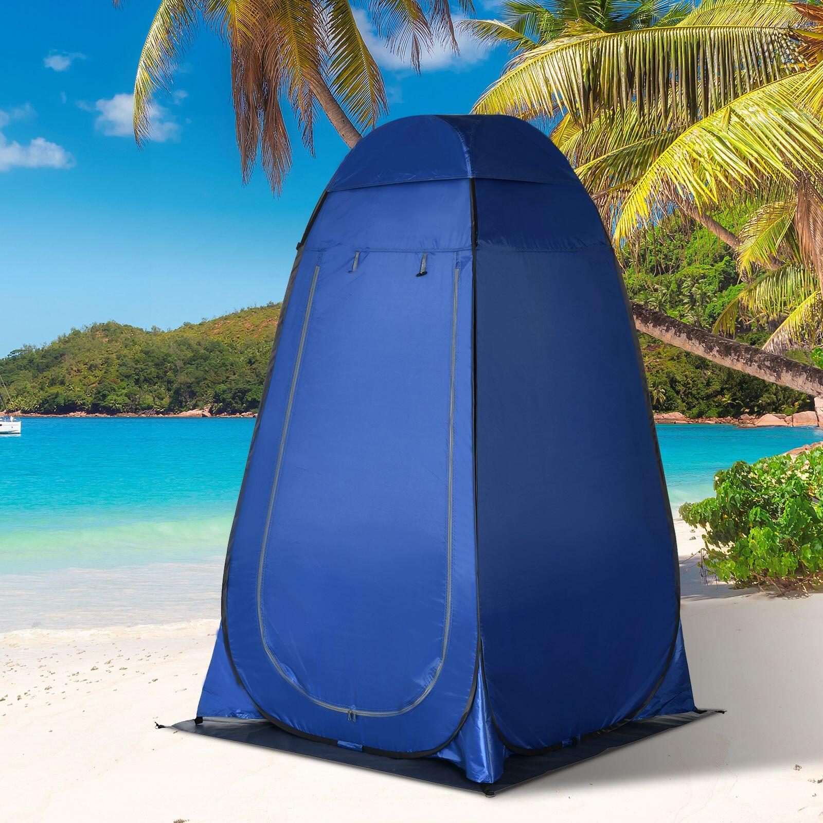Outsunny Tenda Doccia da Campeggio con Porta a Cerniera e Borsa Blu Scuro 2/7
