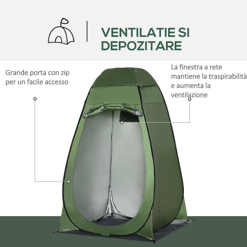 Outsunny Cort de Duș Pliabil 126x124x189 cm, Verde Închis