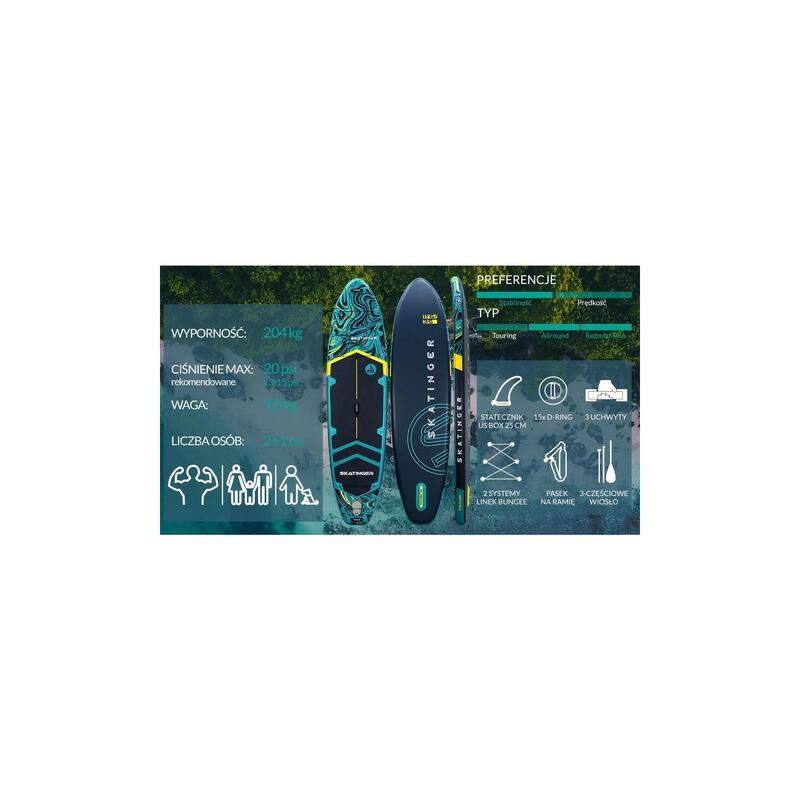 Paddleboard SKATINGER Prana Lava Green 350x89x15 cm (11'6'') yoga