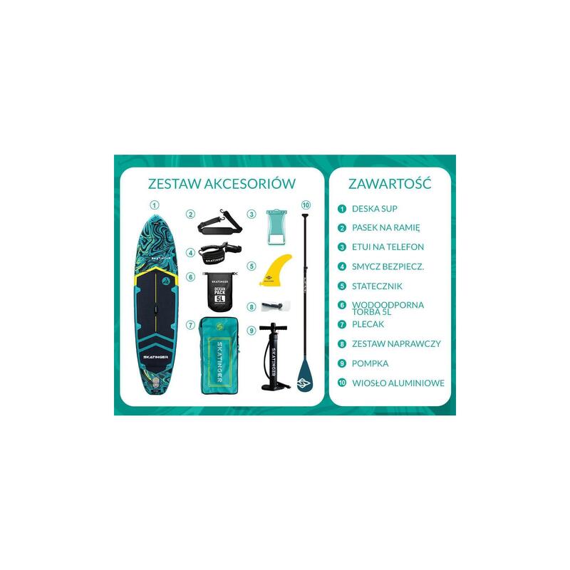 Paddleboard SKATINGER Prana Lava Green 350x89x15 cm (11'6'') yoga