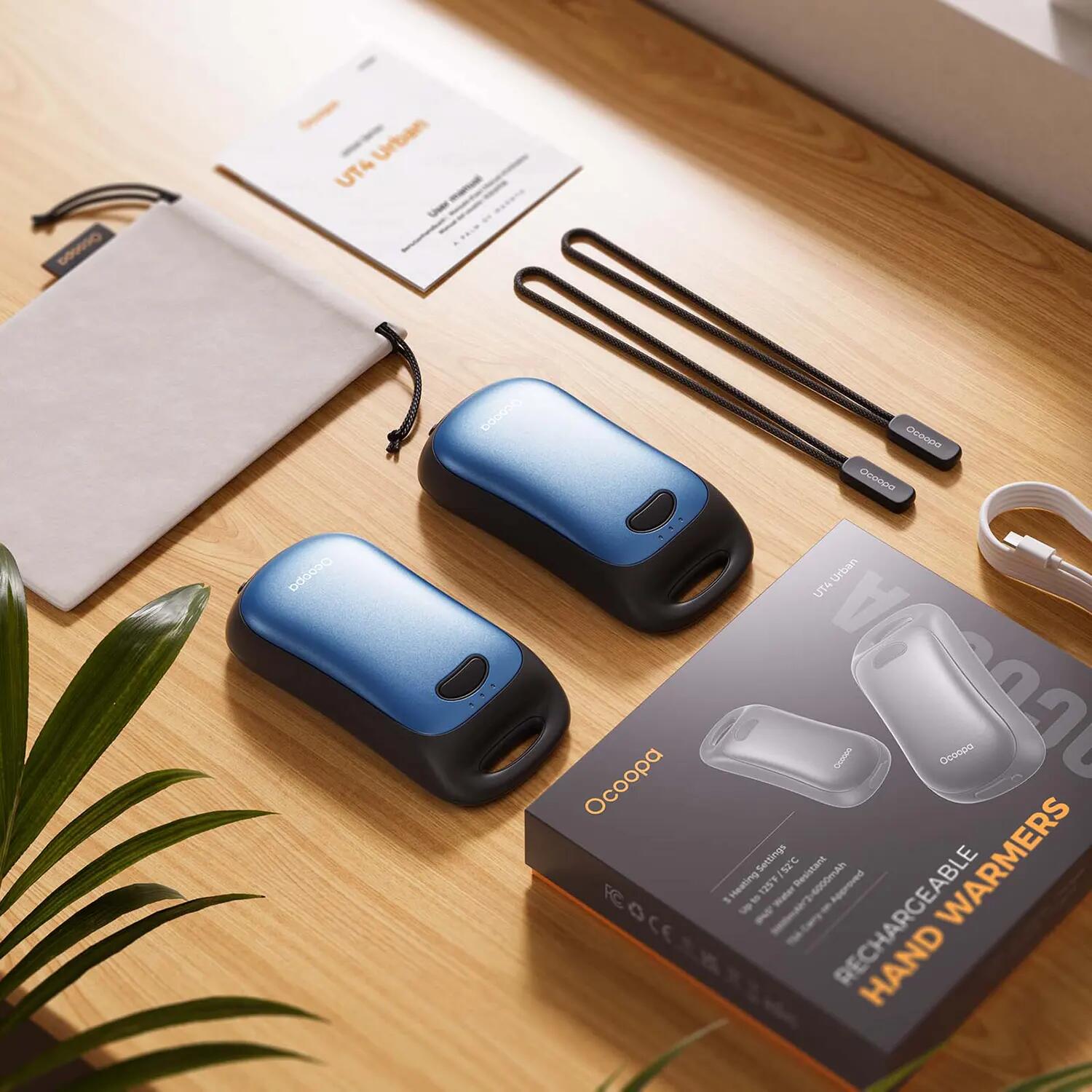 Ocoopa UT4 Urban Handwärmer, 2x 3000 mAh, bis zu 2*9h, 10W, IP45, orange 2/7