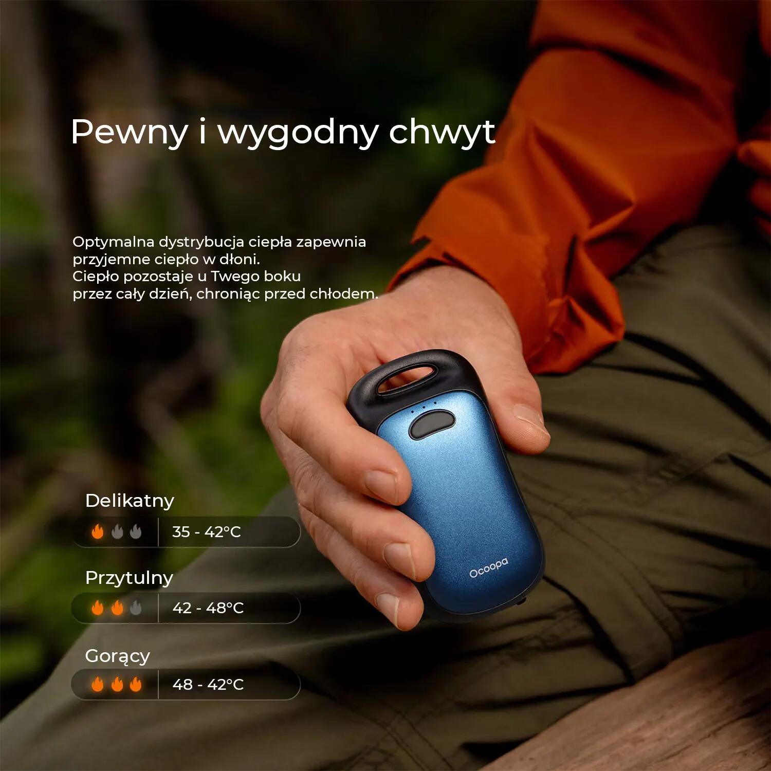 Ocoopa UT4 Urban Handwärmer, 2x 3000 mAh, bis zu 2*9h, 10W, IP45, orange 5/7