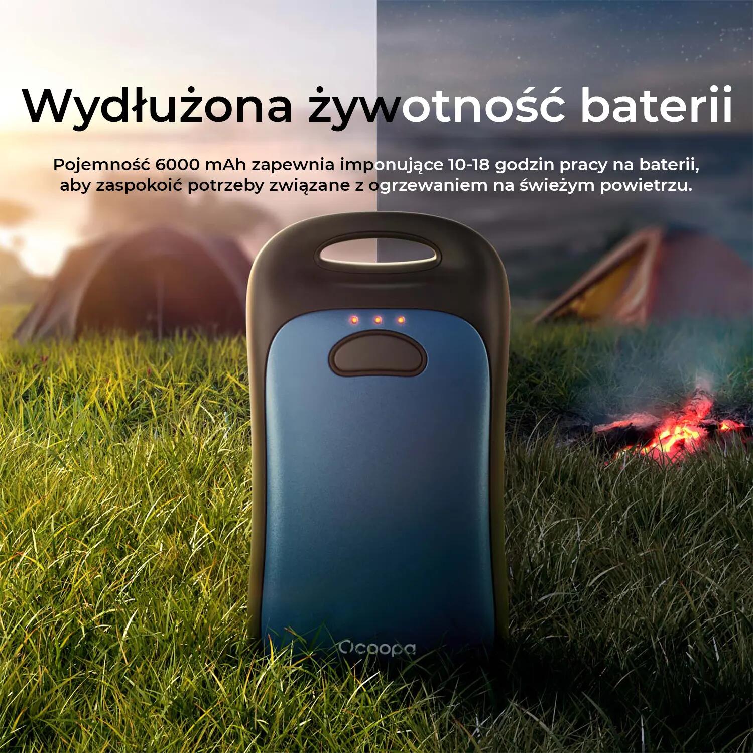 Ocoopa UT4 Urban Handwärmer, 2x 3000 mAh, bis zu 2*9h, 10W, IP45, orange 4/7
