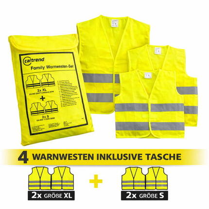 cartrend Warnweste gelb 4x Zipptasche