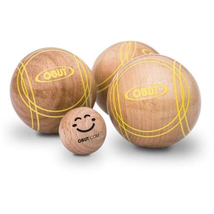 Triplette de Boules de Pétanques en Bois Enfant Jaune