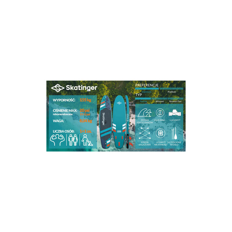 Placă SUP SKATINGER Jade 320x81x15 cm (10'6'') allround