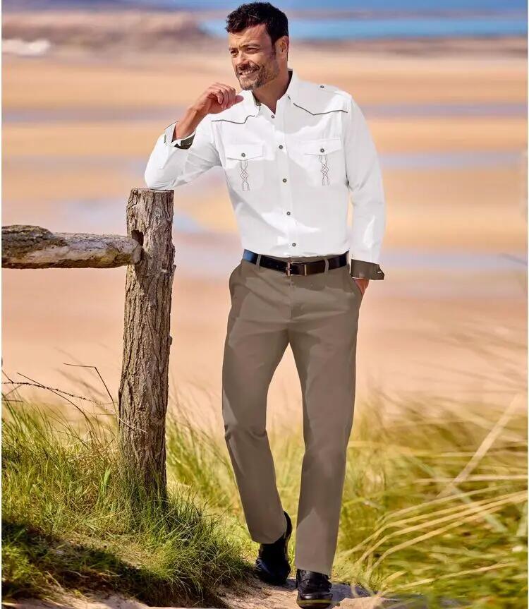 Stretch-Chino in Taupe 3/4