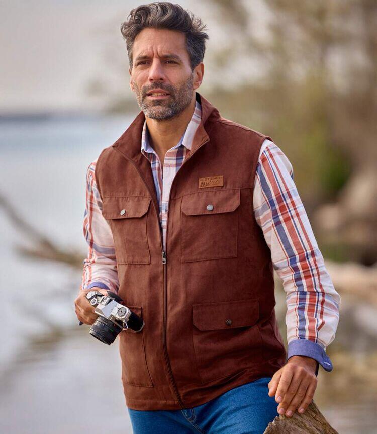 Gilet Sans Manches Multipoche en Suédine  4/7