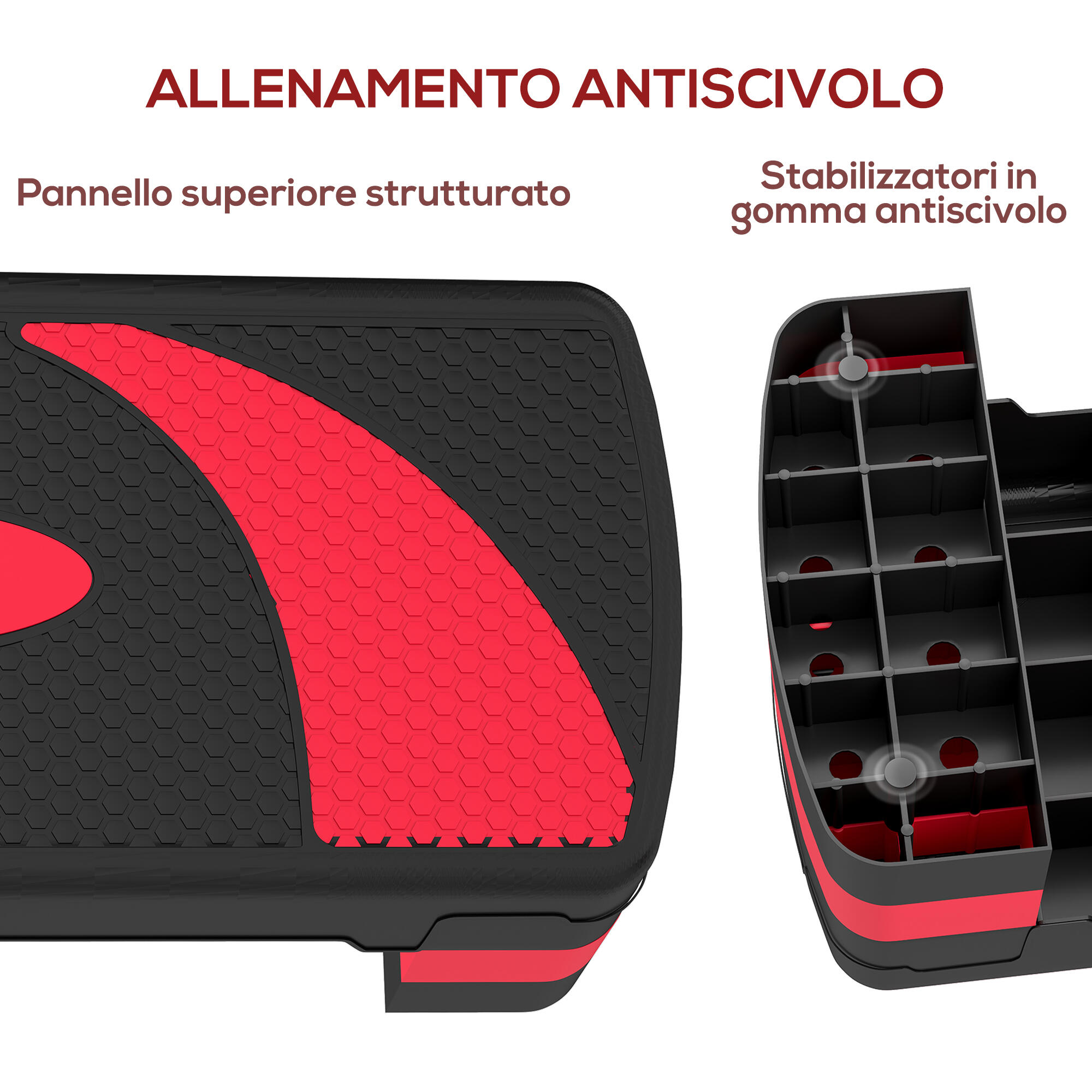 HOMCOM Stepper Fitness Regolabile su 3 Altezze da 10-15-20 cm Rosso e Nero 6/7