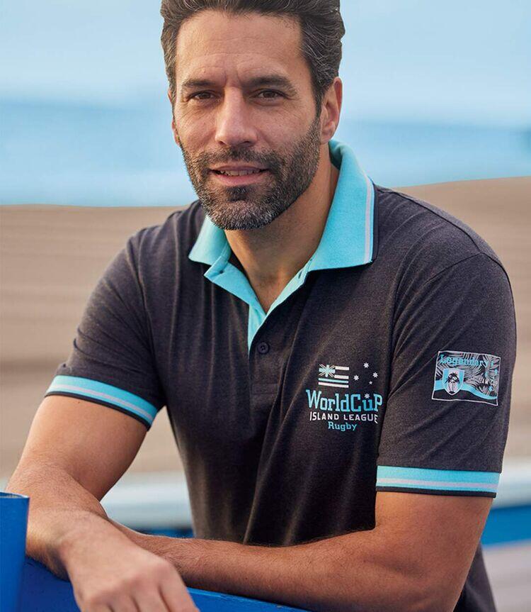 2er-Pack Poloshirts mit Brustaufdruck 3/5