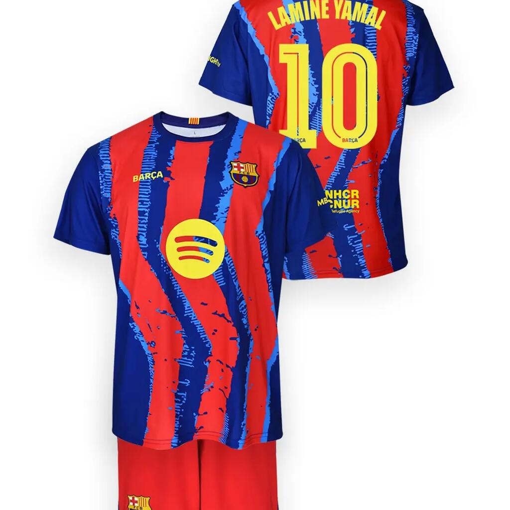 FC Barcelona Lamine Yamal komplet koszulka spodenki junior box 2025/26