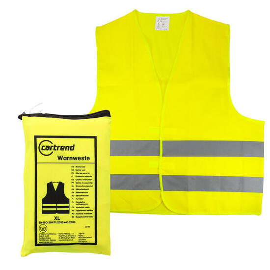 cartrend Warnweste gelb in Zipptasche