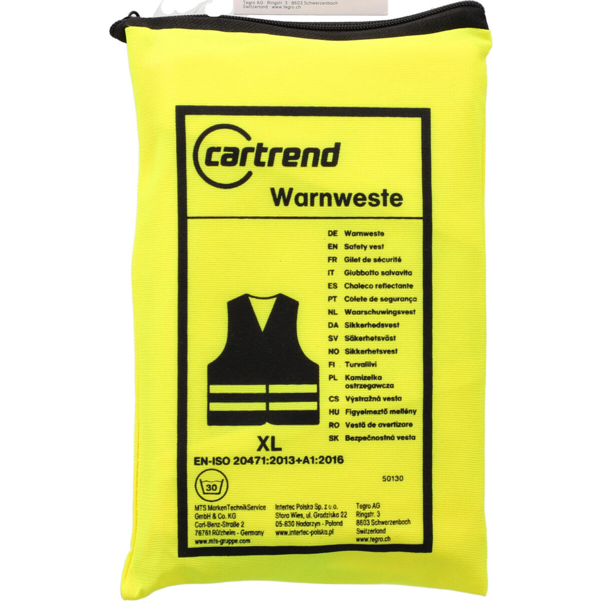 cartrend Warnweste gelb in Zipptasche 7/7