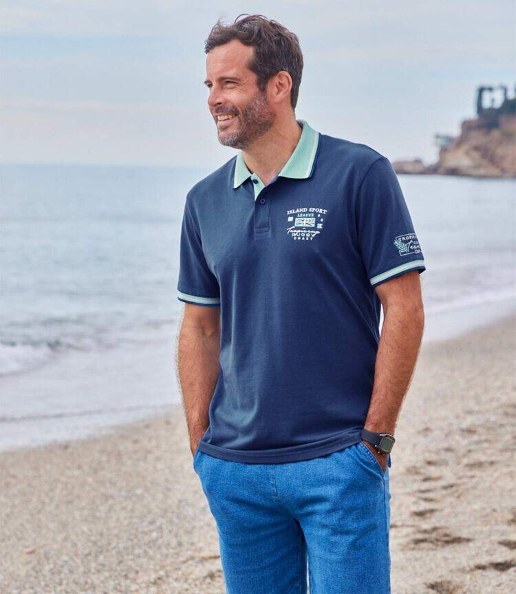 2er-Pack Poloshirts Islands Sailing in Piqué-Quali 3/7