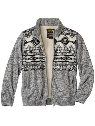 Strickjacke mit Jacquard-Muster und Teddyfutter