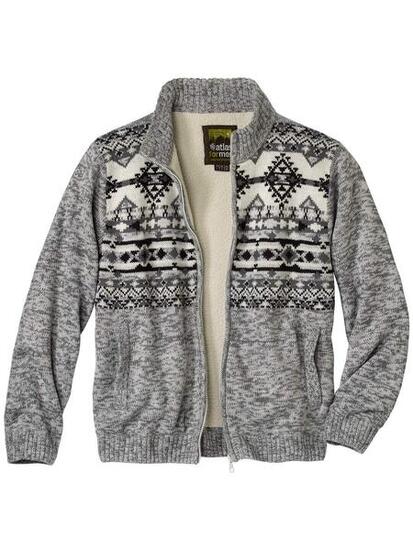 Strickjacke mit Jacquard-Muster und Teddyfutter