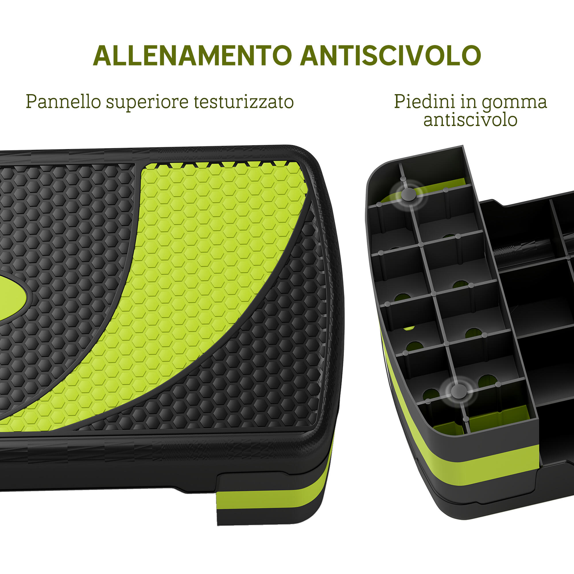 HOMCOM Stepper Fitness Regolabile su 3 Altezze da 10-15-20 cm Verde e Nero 6/7