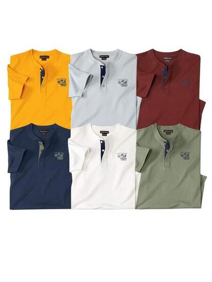 Lot de 6 Tee-Shirts Col Tunisien Outdoor