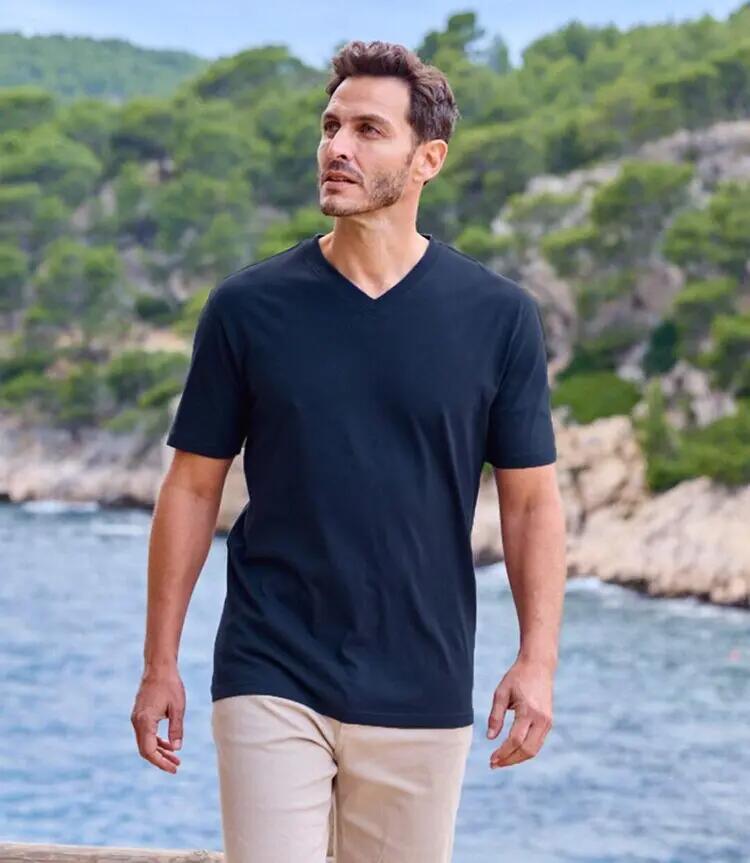 Lot de 4 Tee-Shirts Col V Unis 3/4