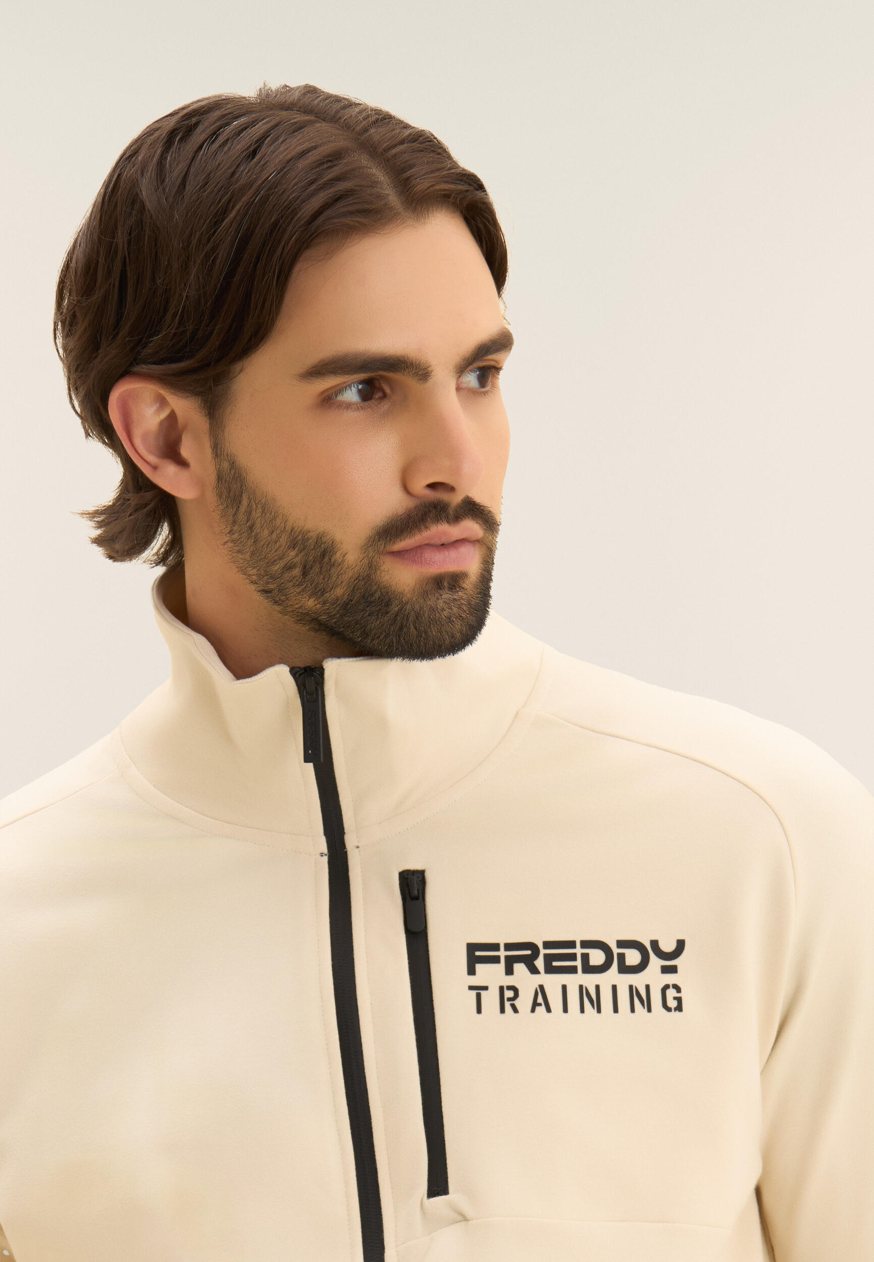 Felpa zip con taschino e cuciture sportive 4/4