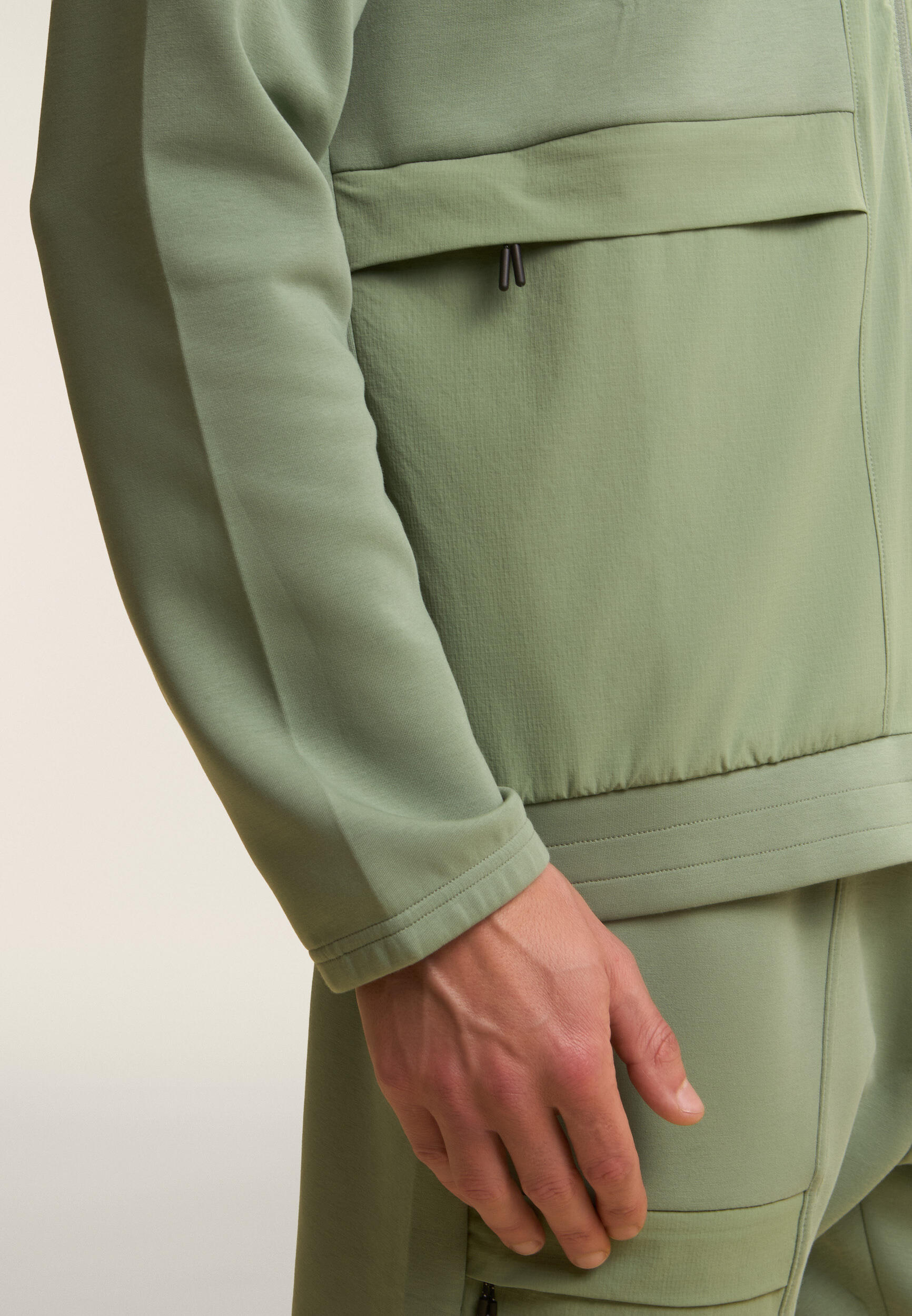 Felpa Zip Cappuccio con Inserti Nylon Rip-Stop 4/4