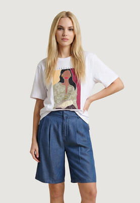 Crop top t-shirt onlsusan s/s print top box jrs dames wit