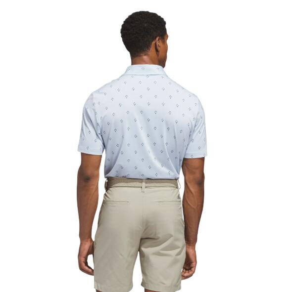 Adidas Ultimate Essence Print, polo de golf pour homme, bleu clair 3/4