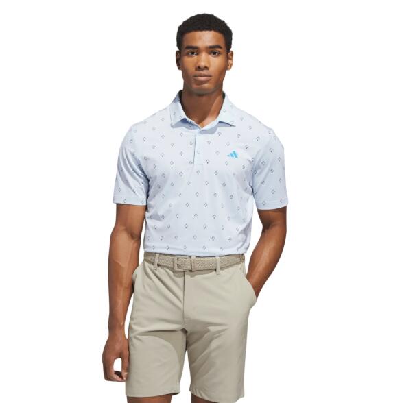 Adidas Ultimate Essence Print, polo de golf pour homme, bleu clair 2/4