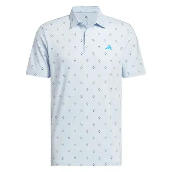 Adidas Ultimate Essence Print, polo de golf pour homme, bleu clair