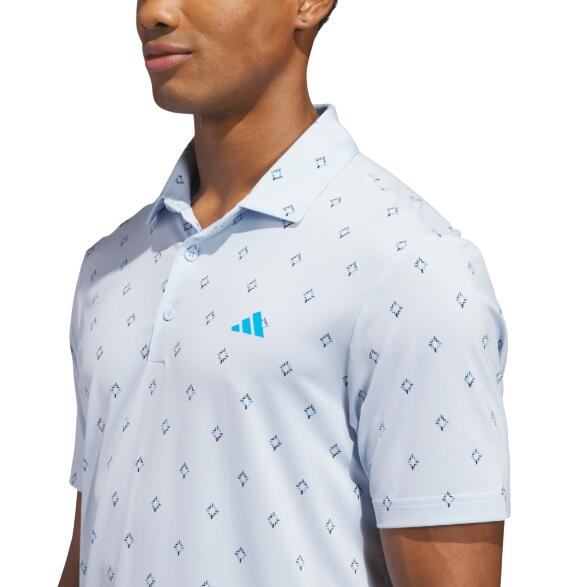 Adidas Ultimate Essence Print, polo de golf pour homme, bleu clair 4/4