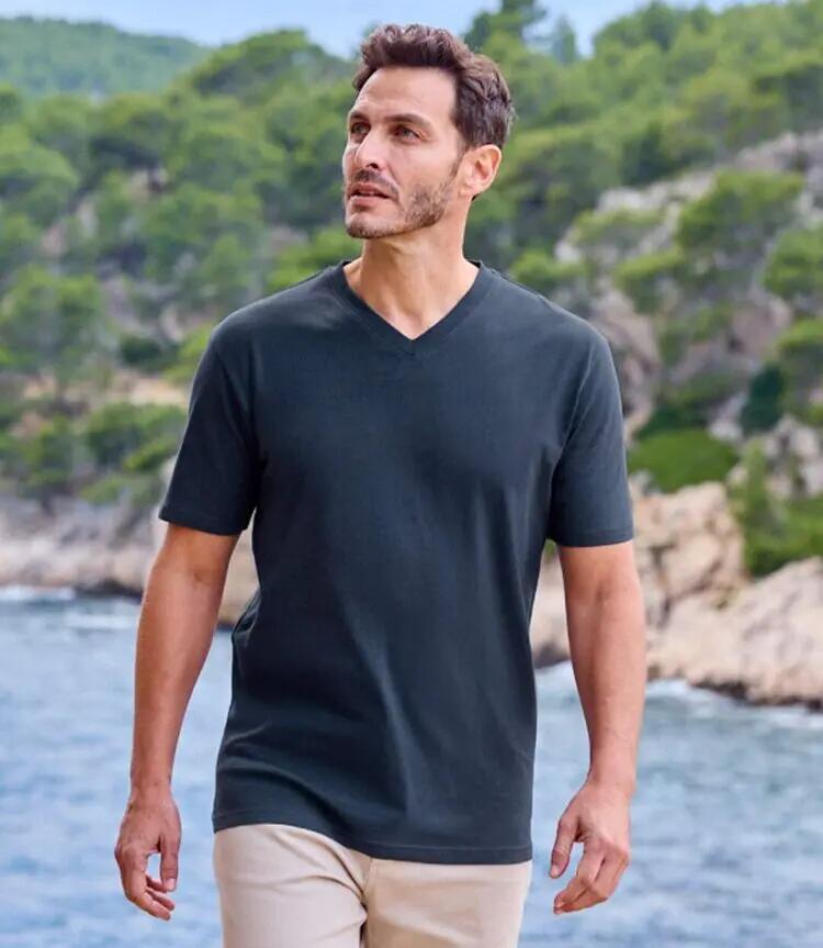 4er-Pack, einfarbige, kurzärmelige T-Shirts mit V-Ausschnitt 6/7