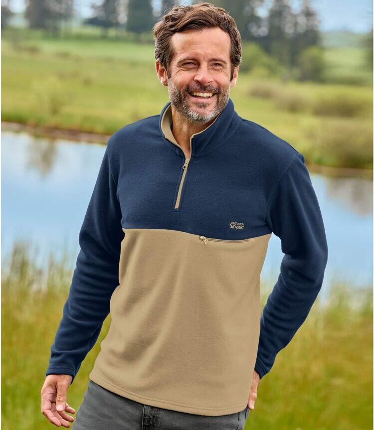 Pull Polaire Zippé Bicolore  2/5