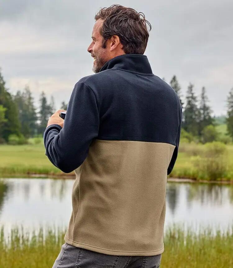 Zweifarbiger Fleecepullover mit Reißverschluss 4/5