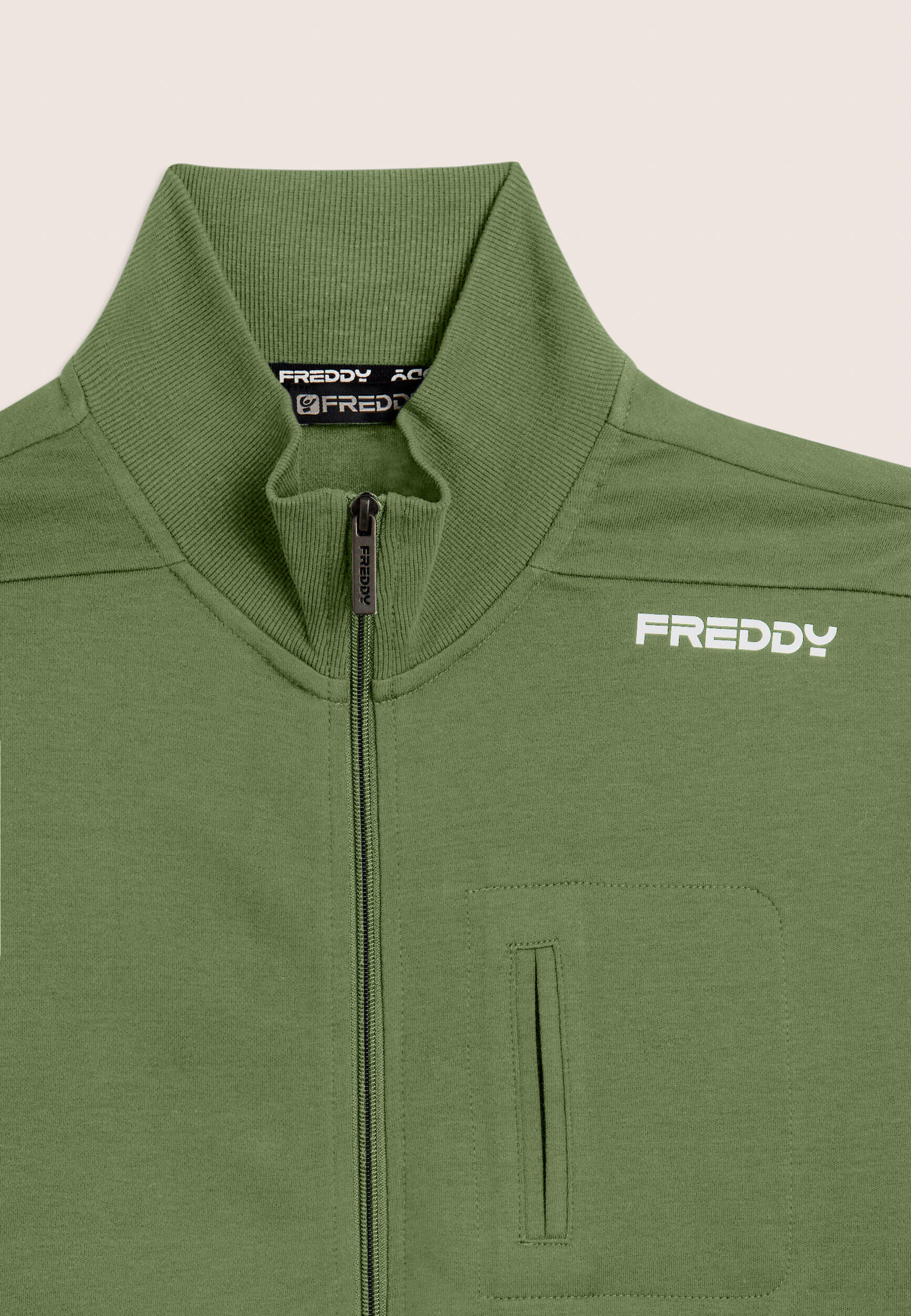 Felpa full zip con taschino e collo alto 3/3