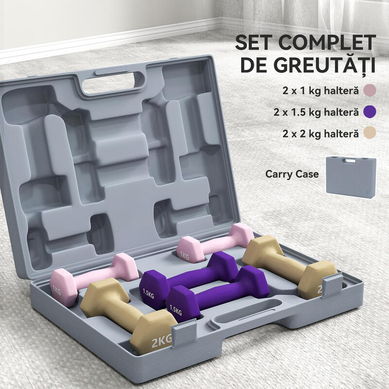 SPORTNOW Set gantere 9 kg - hexagonale, carcasă