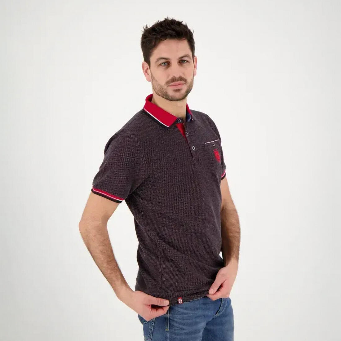 Polo da uomo Fold Stade Toulousain Rugby Nero 3/4