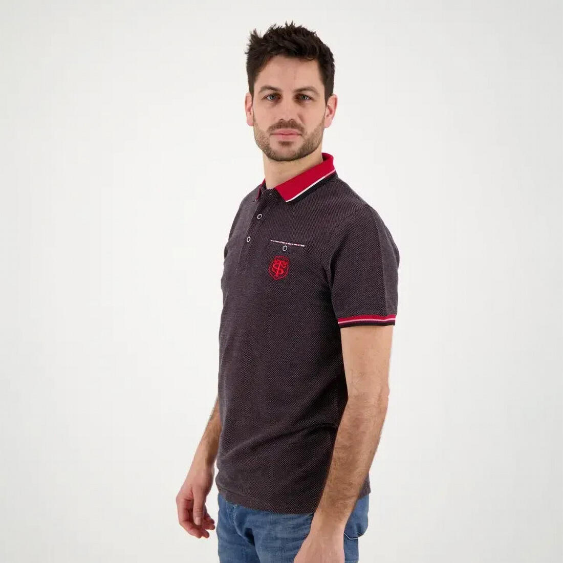 Polo pentru bărbați Fold Stade Toulousain Rugby Negru