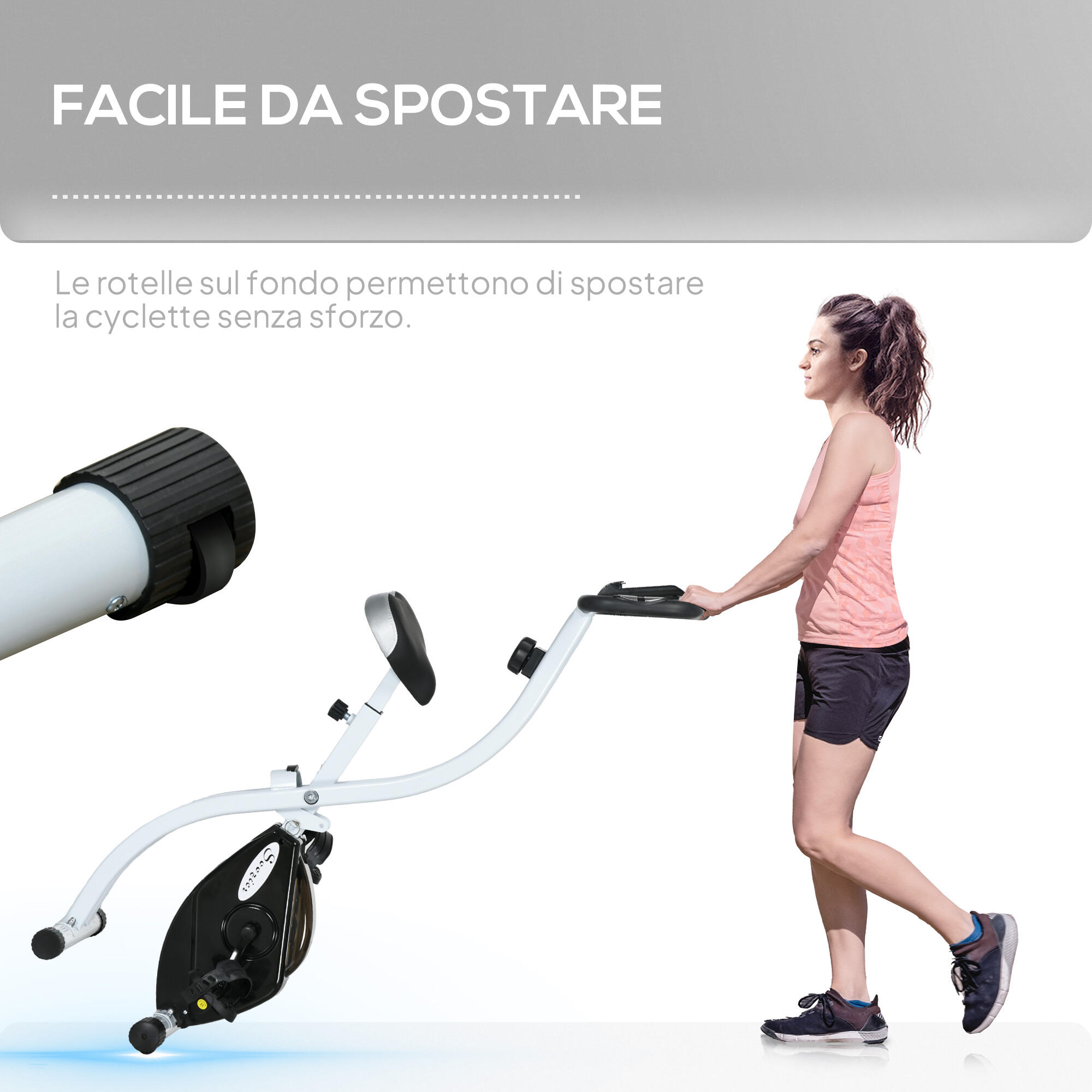 SPORTNOW Cyclette Magnetica Pieghevole a 8 Resistenze in Acciaio Nero 7/7