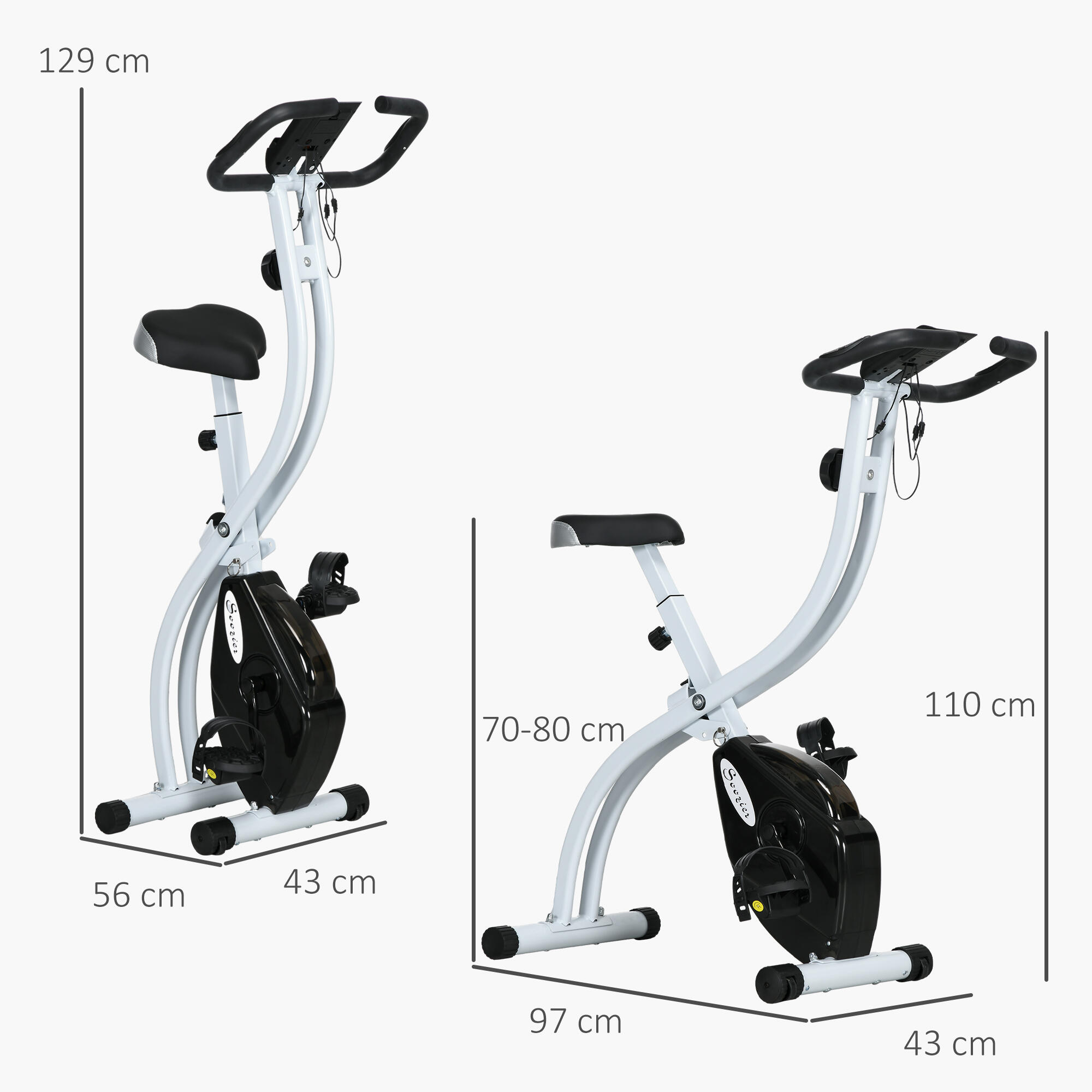 SPORTNOW Cyclette Magnetica Pieghevole a 8 Resistenze in Acciaio Nero 3/7