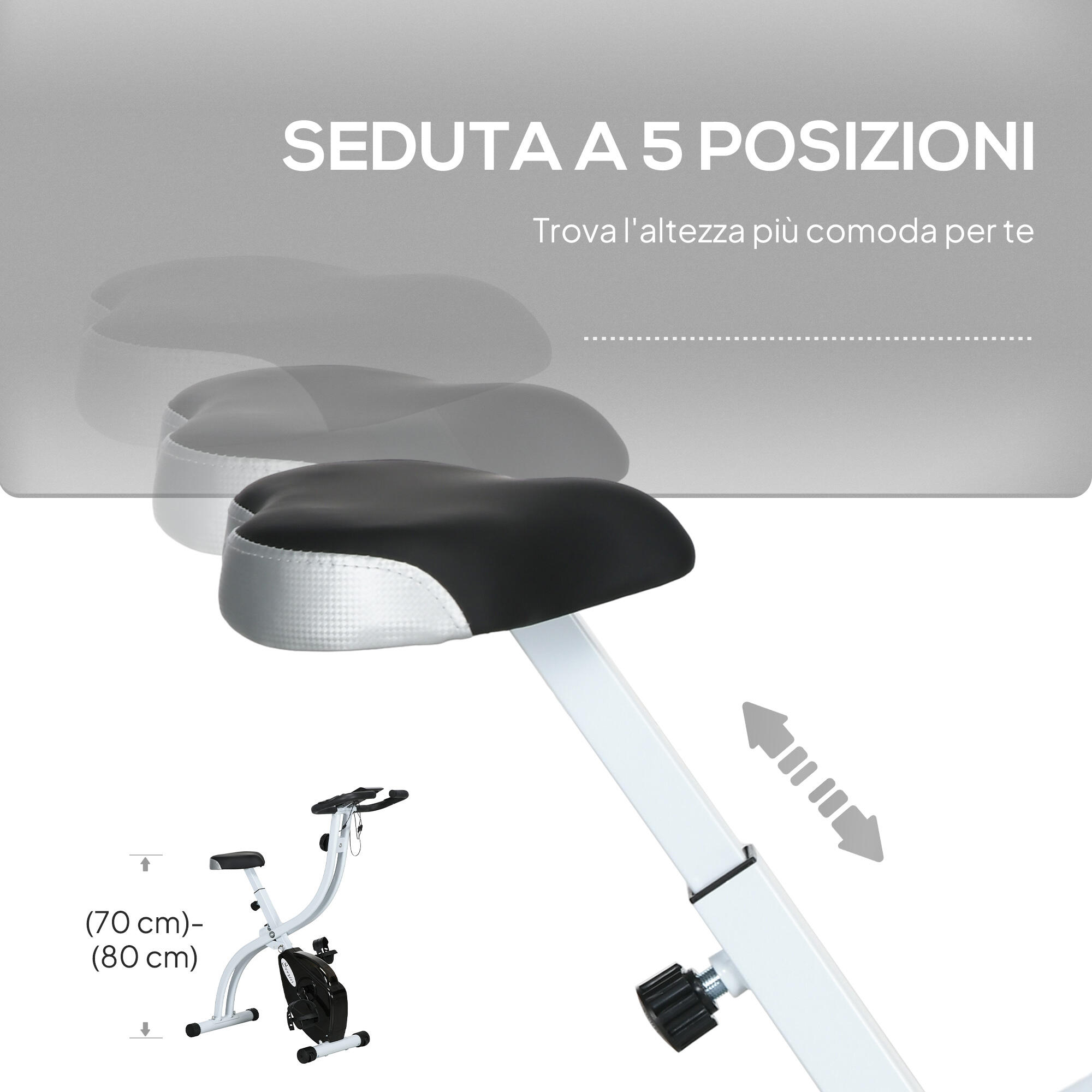 SPORTNOW Cyclette Magnetica Pieghevole a 8 Resistenze in Acciaio Nero 6/7
