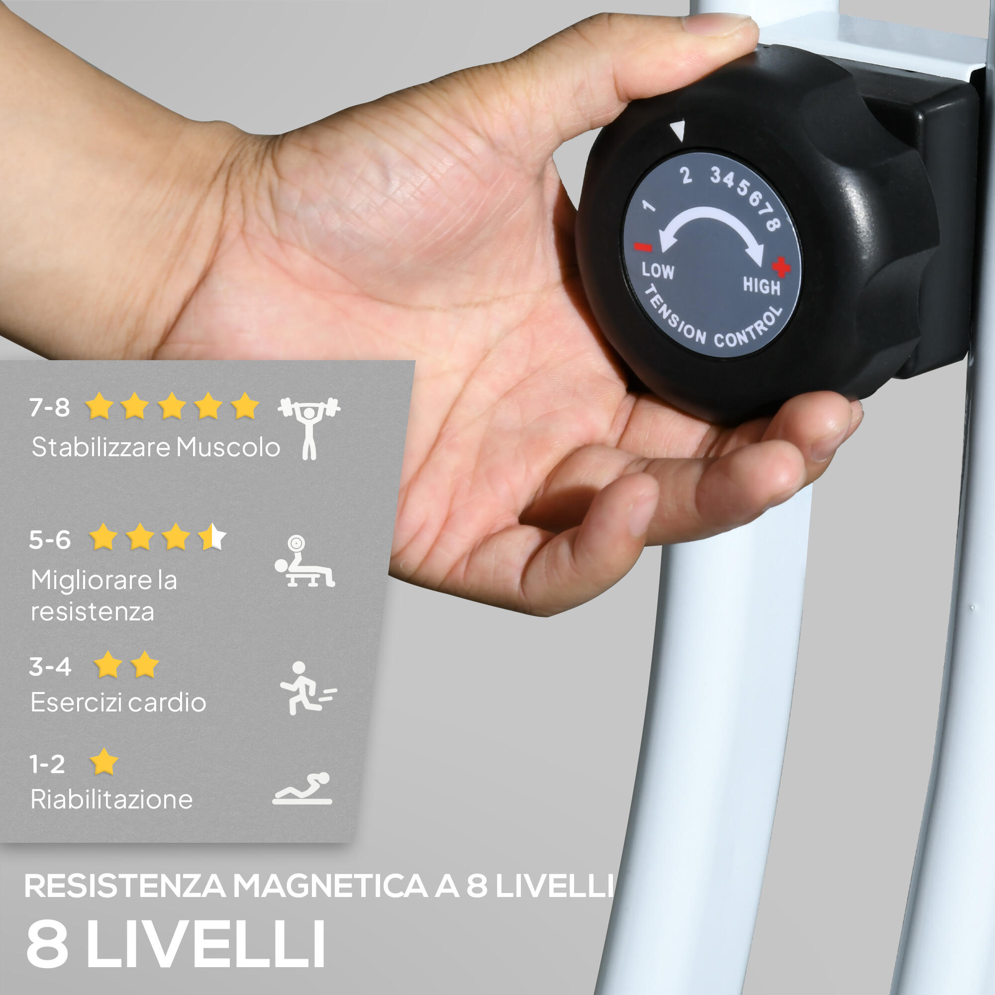 SPORTNOW Cyclette Magnetica Pieghevole a 8 Resistenze in Acciaio Nero 5/7