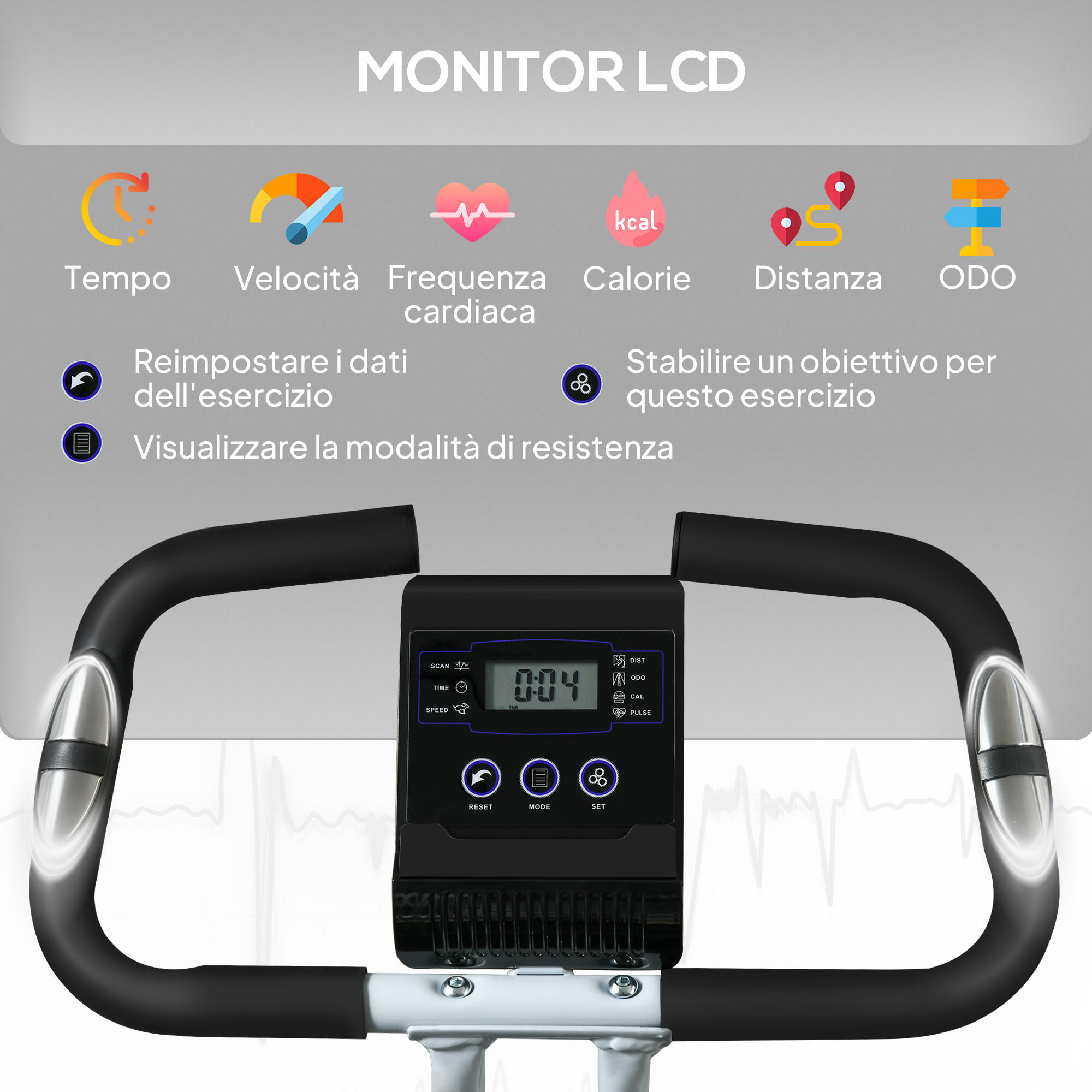 SPORTNOW Cyclette Magnetica Pieghevole a 8 Resistenze in Acciaio Nero 4/7
