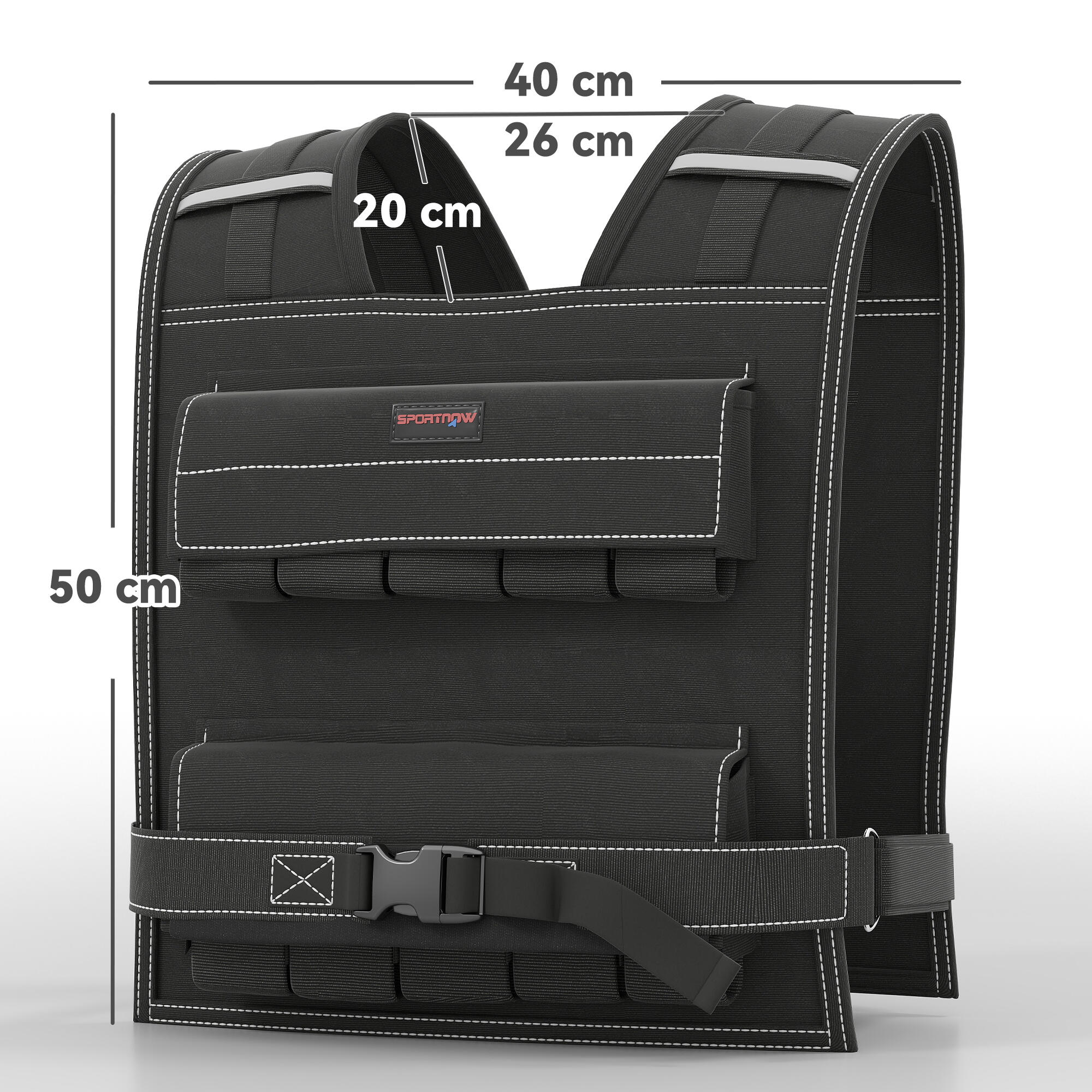 SPORTNOW Gilet Zavorrato Regolabile 20kg con 20 Pesi e Catarifrangenti Nero 3/7